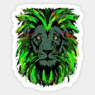 Green Lion Head - Lion Face Sticker